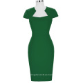 Grace Karin Damas de color verde oscuro caderas envuelto tapa manga retro vintage lápiz bodycon vestido CL008947-5